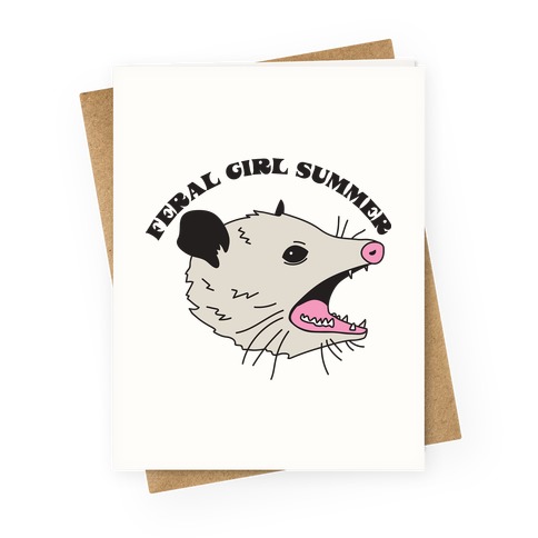 Feral Girl Summer Opossum Greeting Card