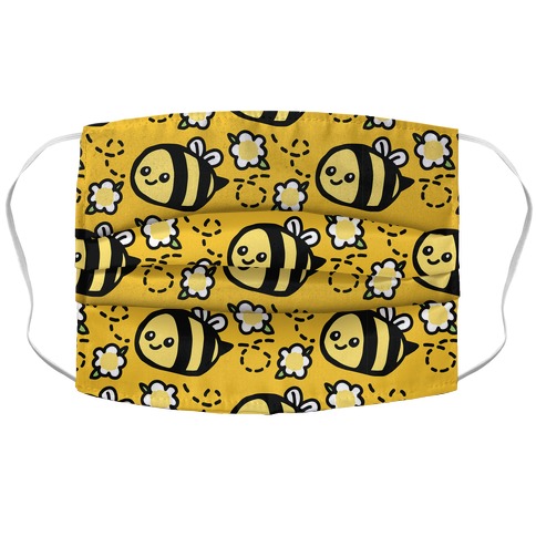 Cute Bumble Bee and Flower Pattern Accordion Face Mask