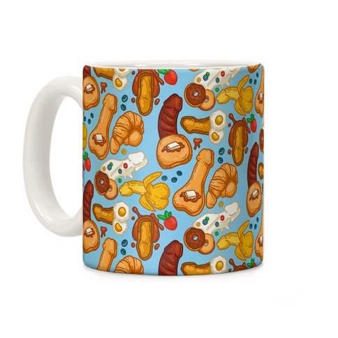 Phallic Breakfast Pattern Coffee Mug