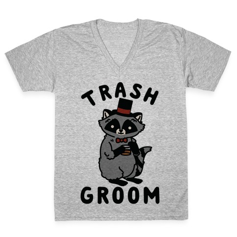 Trash Groom Raccoon Bachelor Party V-Neck Tee Shirt