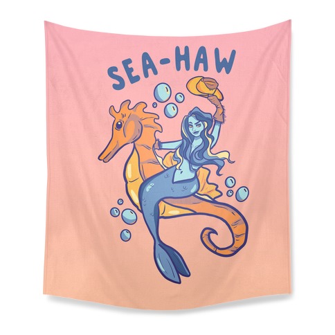 Sea-Haw Cowgirl Mermaid Tapestry
