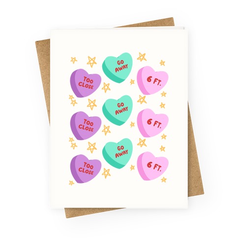 Distant Candy Hearts Greeting Card