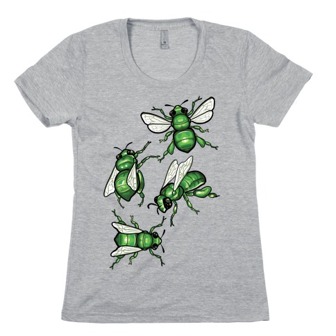 Green Orchid Bee Pattern (No Flowers) Womens T-Shirt