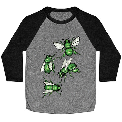 Green Orchid Bee Pattern (No Flowers) Baseball Tee