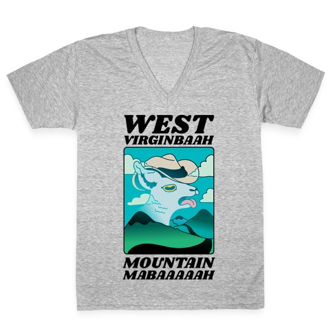 West Virginbaah, Mountain Mabaah (Country Roads Goat) V-Neck Tee Shirt