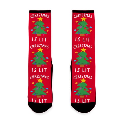 Christmas Is Lit Sock