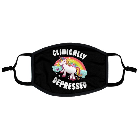 Clinically Depressed Unicorn Flat Face Mask