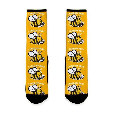 I Need My Buzz Coffee Bee Sock
