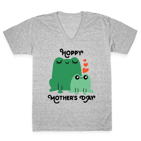 Hoppy Mother's Day Frogs V-Neck Tee Shirt