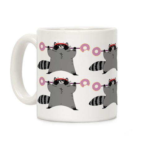 Weightlifting Raccoon Pattern Coffee Mug