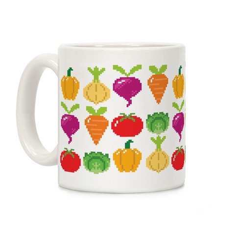 Pixel Vegetable Pattern Coffee Mug