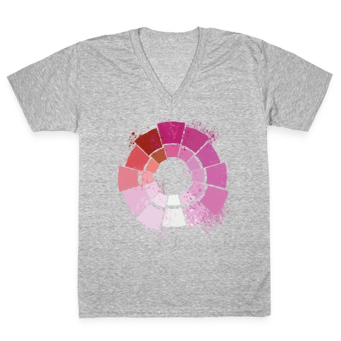 Lesbian Pride Color Wheel V-Neck Tee Shirt