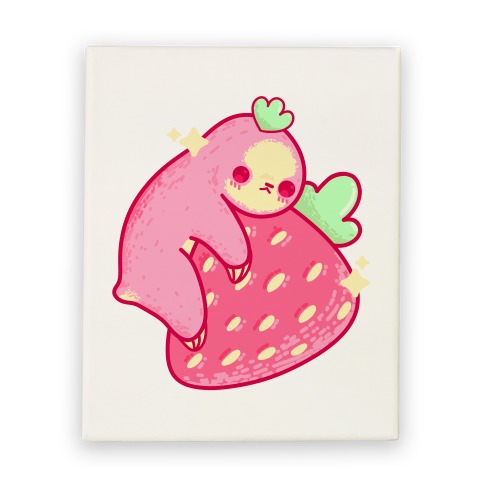 Strawberry Sloth Pattern Canvas Print