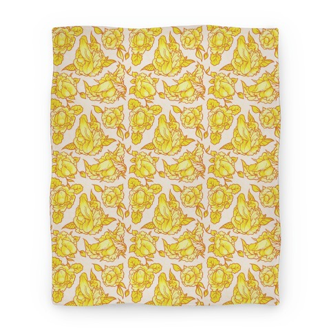 Floral Penis Pattern Yellow Blanket