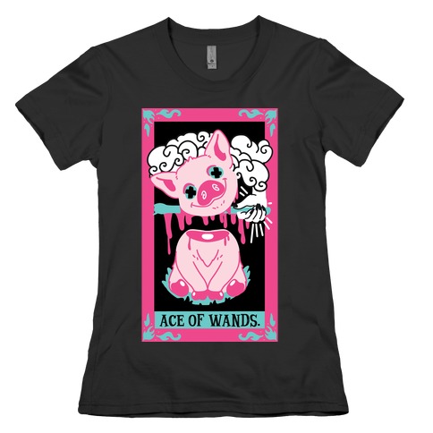 Creepy Cute Tarots: Ace of Wands Womens T-Shirt