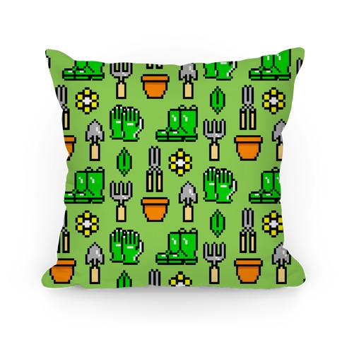 Pixel Gardening Tool Pattern Pillow
