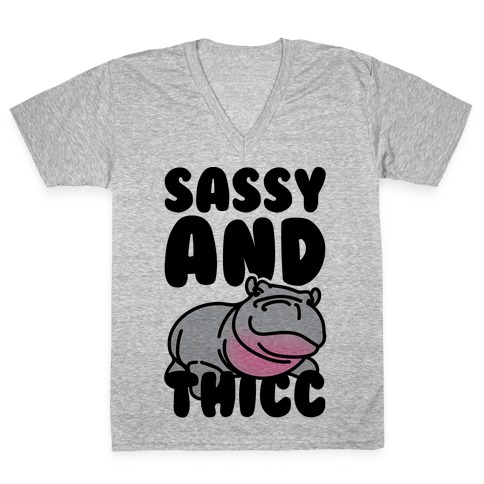 Sassy and Thicc  V-Neck Tee Shirt