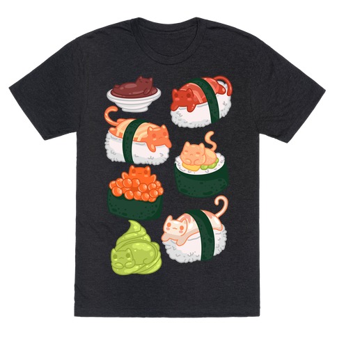 Sushi Cats Pattern T-Shirt