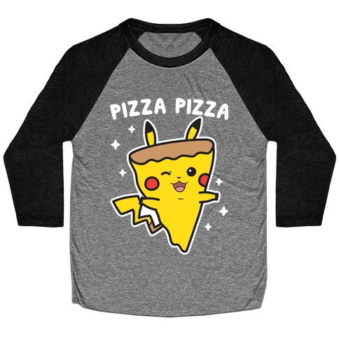 Pizza Pizza Pikachu Parody Baseball Tee