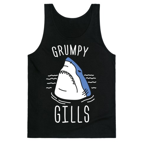 Grumpy Gills Shark (White) Tank Top