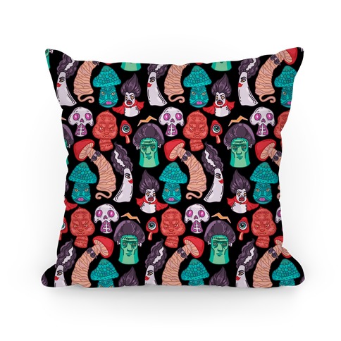 Mushroom Monsters Pattern Pillow