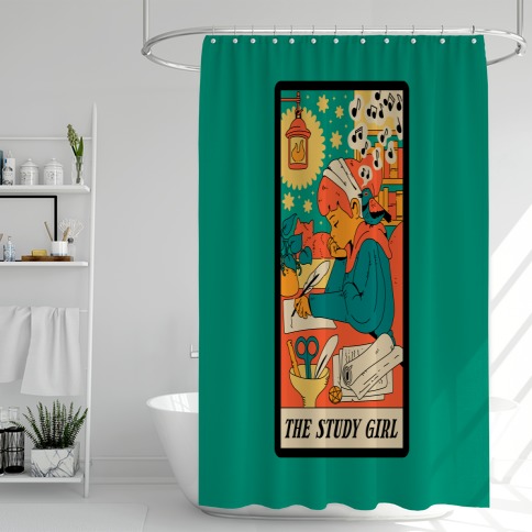 The Study Girl Tarot Card Shower Curtain