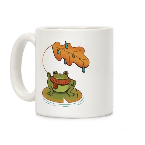 Rainy Fall Frog Coffee Mug