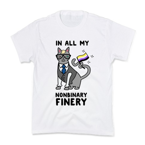 Nonbinary Finery Feline Kids T-Shirt
