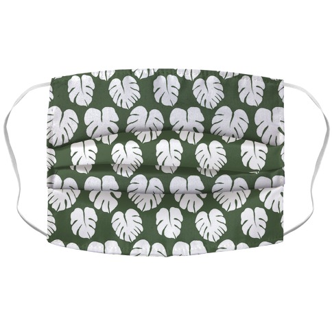 Monstera Simple Boho Pattern Green and White Accordion Face Mask