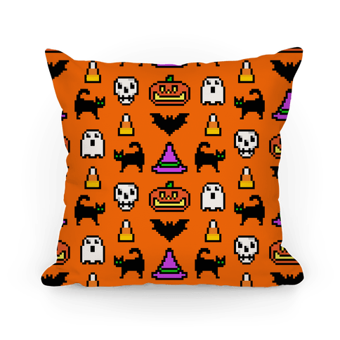 Pixel Halloween Pattern Pillows | LookHUMAN