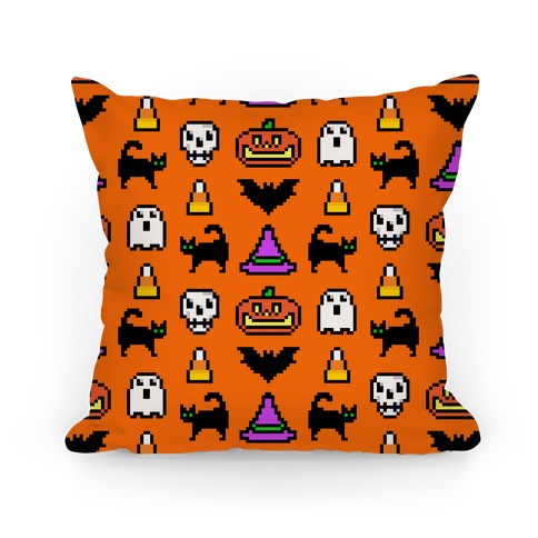Pixel Halloween Pattern Pillow