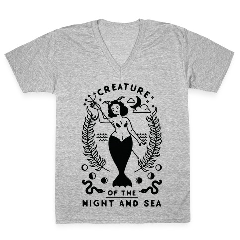 Creature of the Night and Sea V-Neck Tee Shirt