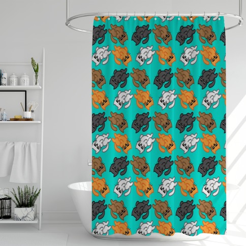 Lazy Cat Pattern Shower Curtain