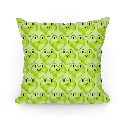 Pixel Frog Hearts Pillow