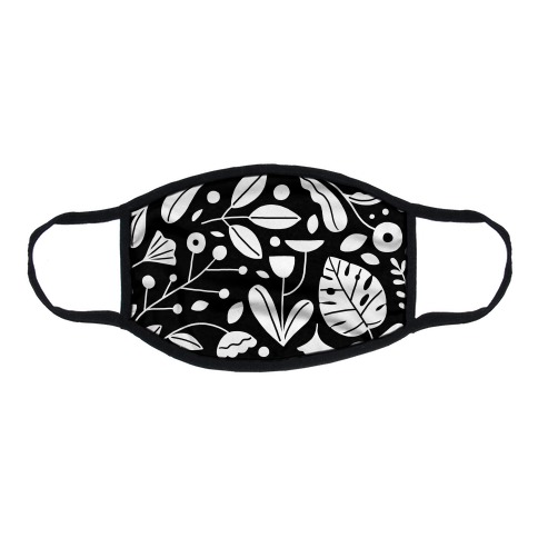 Black and White Plant Pattern Flat Face Mask