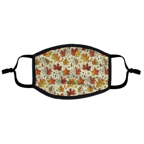 Mid Century Modern Fall Leaves Flat Face Mask