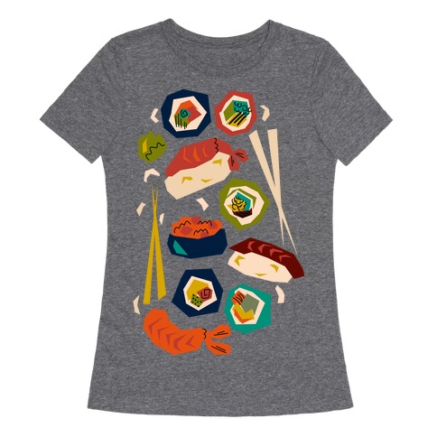 Mid-Century Modern Sushi Pattern Womens T-Shirt