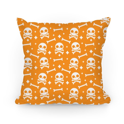 Cute Skull N' Bones Pattern (Orange) Pillow