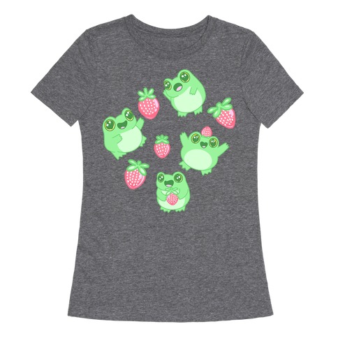 Strawberry Frogs Pattern Womens T-Shirt