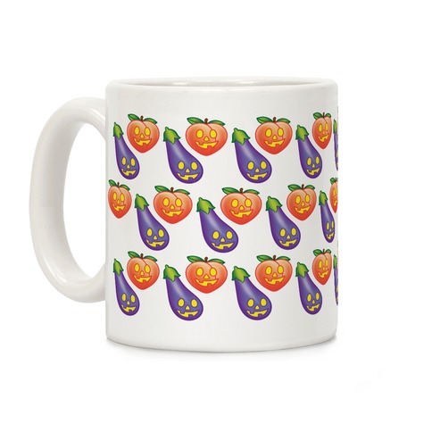 Eggplant and Peach Jack-O-Lantern Pattern Coffee Mug