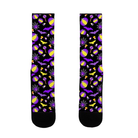 Nonbinary Pride Halloween Pattern Sock