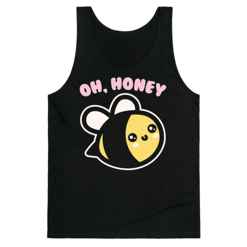 Oh Honey Bee Parody White Print Tank Top