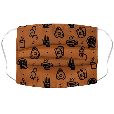 Tools of Divination Pattern Rust Orange Accordion Face Mask