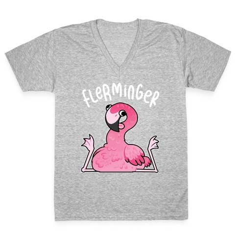 Derpy Flamingo Flerminger V-Neck Tee Shirt