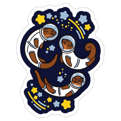 Otters In Space Die Cut Sticker