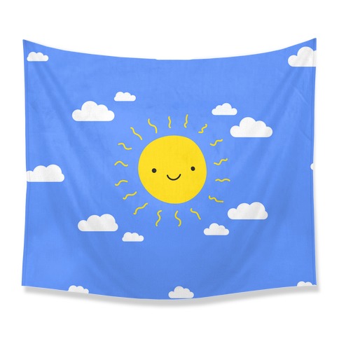 Happy Sun and Clouds Tapestry