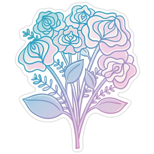 Pastel Vulva Bouquet Die Cut Sticker