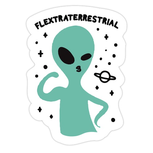 Flextraterrestrial Flexing Alien Die Cut Sticker