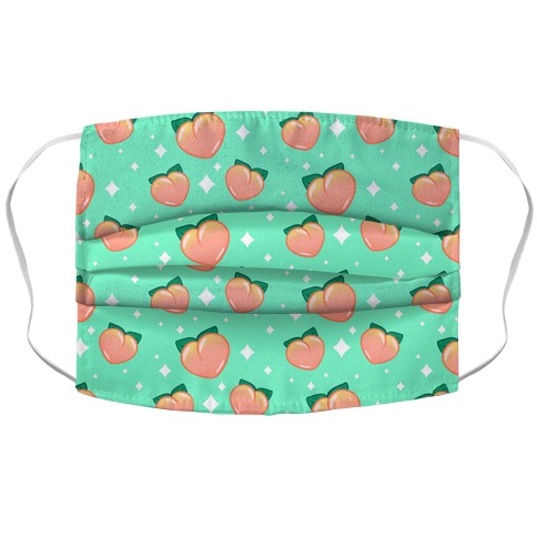 Peaches N' Sparkles Pattern Teal Accordion Face Mask