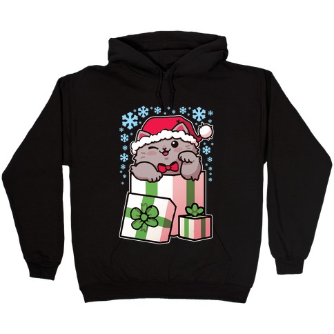 Cute Christmas Cat Hooded Sweatshirt